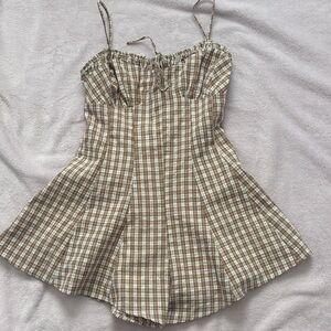 FASHION NOVA| Brown Plaid Sleeveless Romper